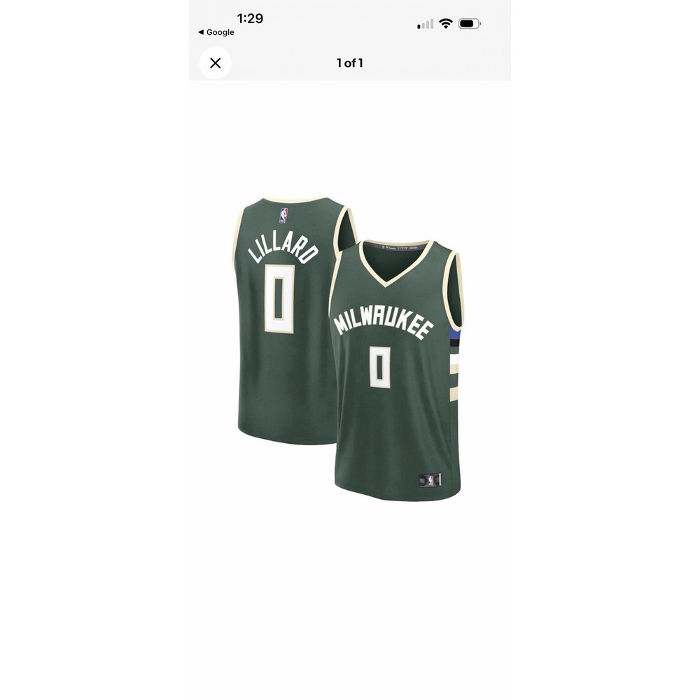 Milwaukee Bucks Damian Lillard Youth  YLG Fast Break Hunter Green Jersey